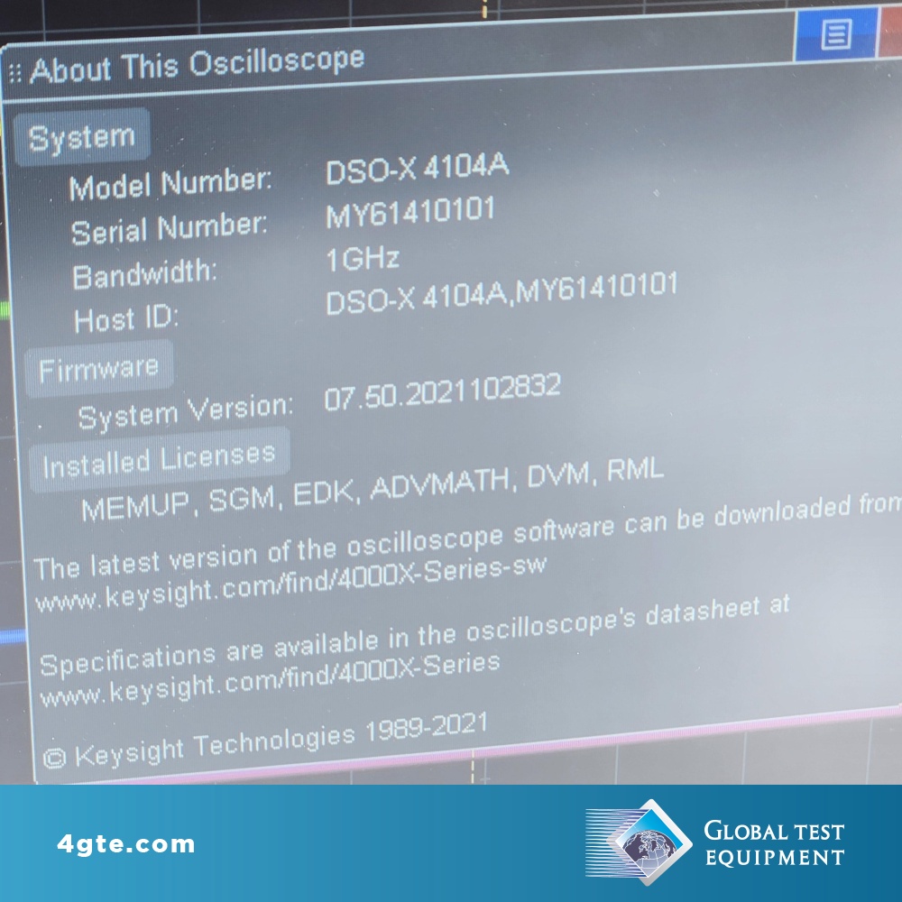 Keysight DSOX4104A Oscilloscope: 1 GHz, 4 Analog Channels